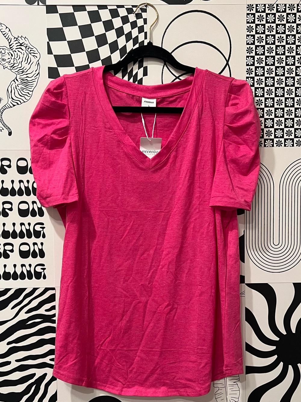 V-Neck Puff Sleeve Shirt